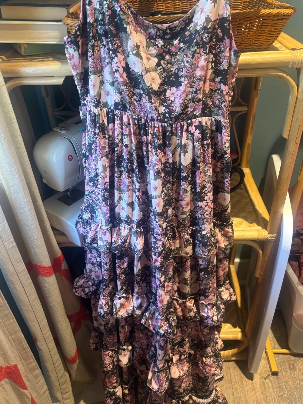 Altard State Floral Ruffled MaxDress - Pink & Black